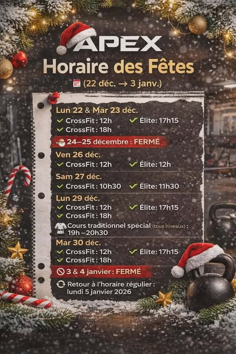 Horaire des fêtes